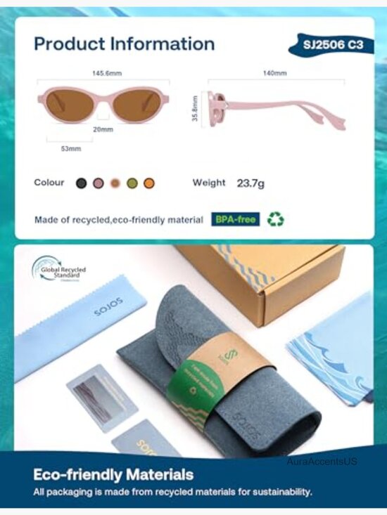 Retro Oval Polarized Sunglasses Recycled Plastic Frame Eco-Friendly UV400 main image 7